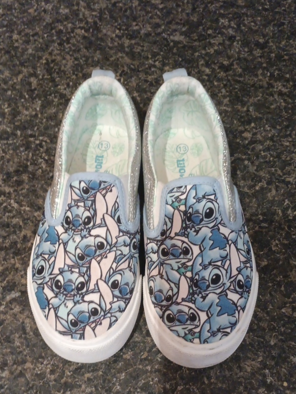 Disney Light Blue Slip-On Sneakers with Stitch Character Print